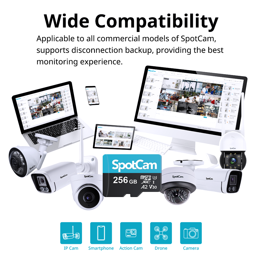 SpotCam 256GB Extreme microSDXC UHS-I Memory Card