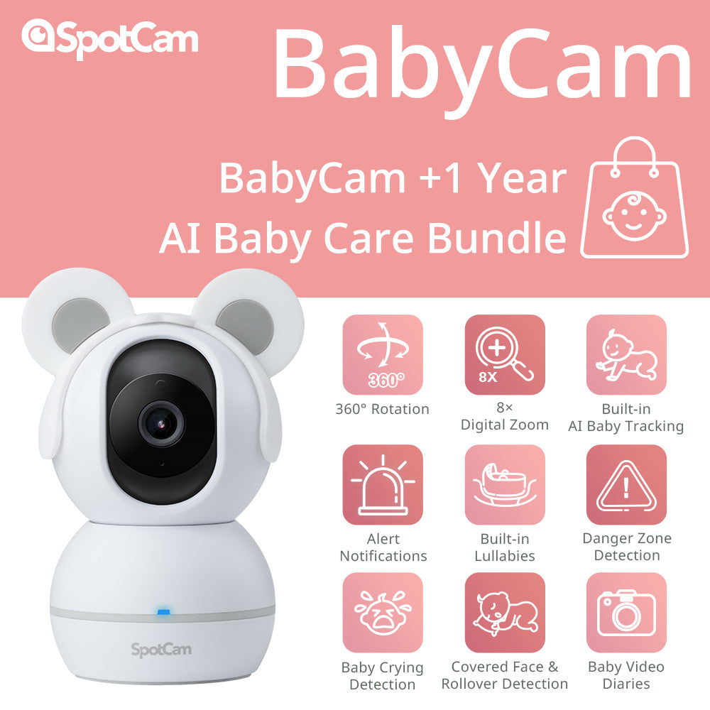 SpotCam BabyCam + 1 Year AI Baby Care Bundle