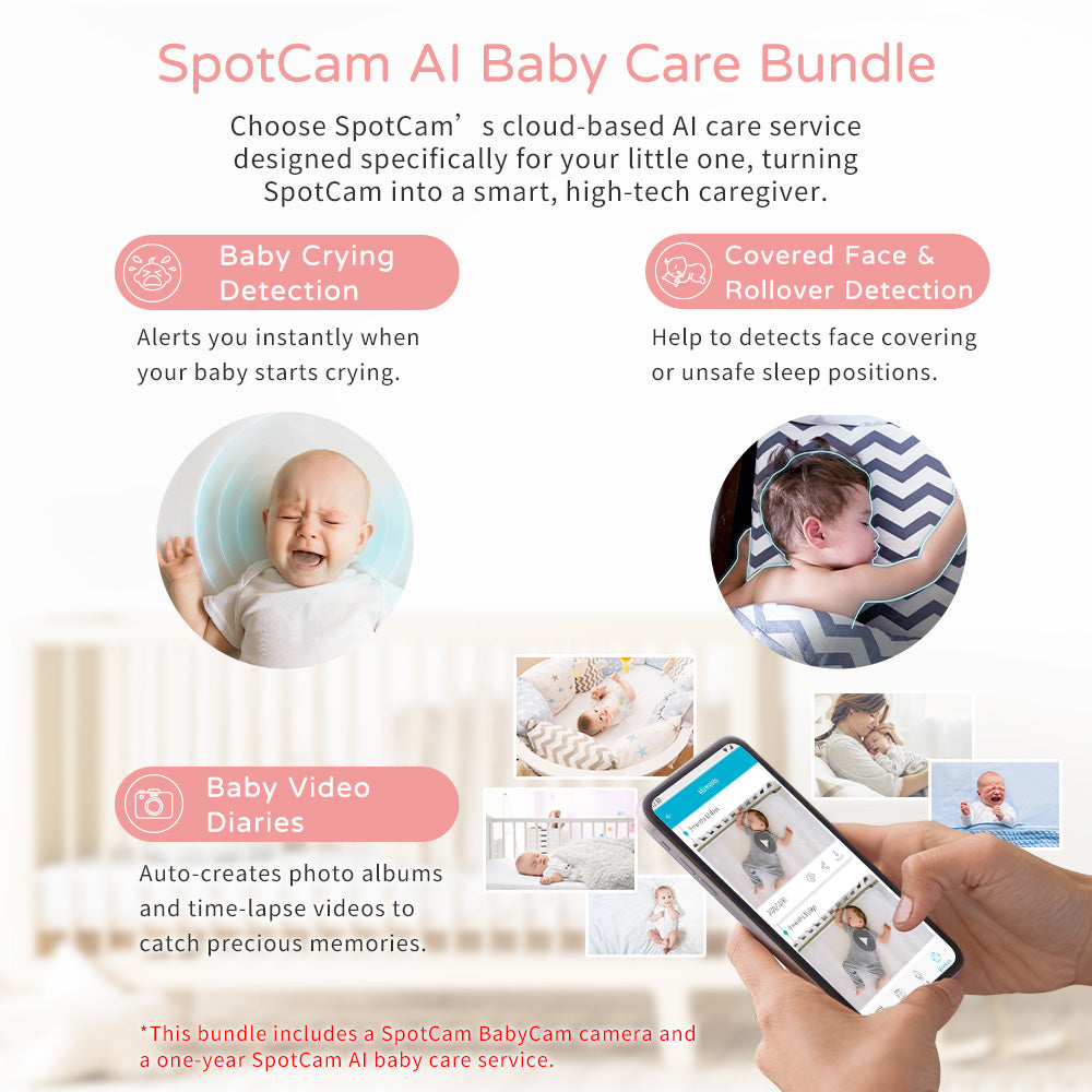 SpotCam BabyCam + 1 Year AI Baby Care Bundle