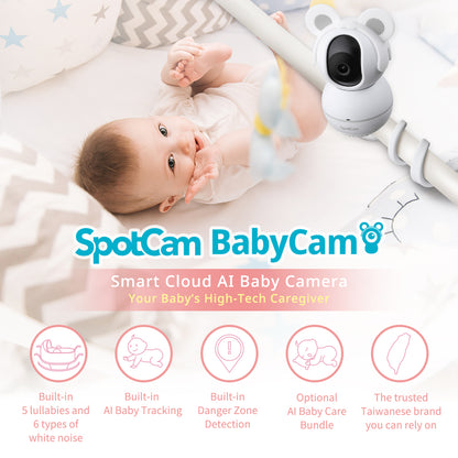 SpotCam BabyCam + 1 Year AI Baby Care Bundle
