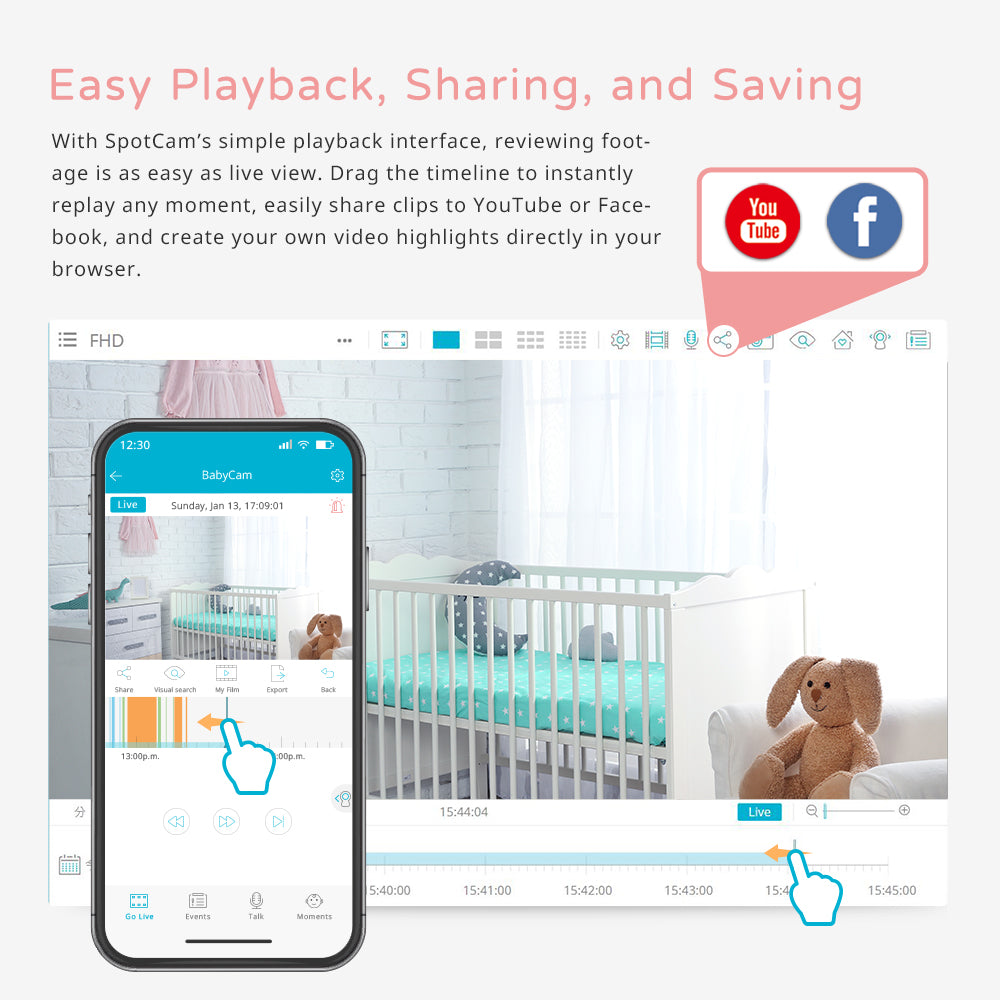SpotCam BabyCam + 1 Year AI Baby Care Bundle